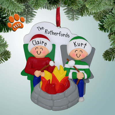 Personalized Fire Pit Couple Christmas Ornament