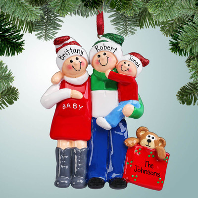 image of Expecting Family with Teddy Bear - 3 Personalized Christmas Ornament image of Expecting Family with Teddy Bear - 3 Personalized Christmas Ornament