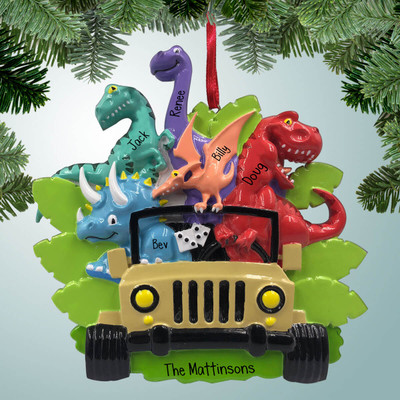 image of Dinosaur Family - 5 Personalized Christmas Ornament image of Dinosaur Family - 5 Personalized Christmas Ornament