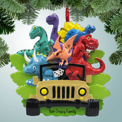 image of Dinosaur Family - 6 Personalized Christmas Ornament image of Dinosaur Family - 6 Personalized Christmas Ornament