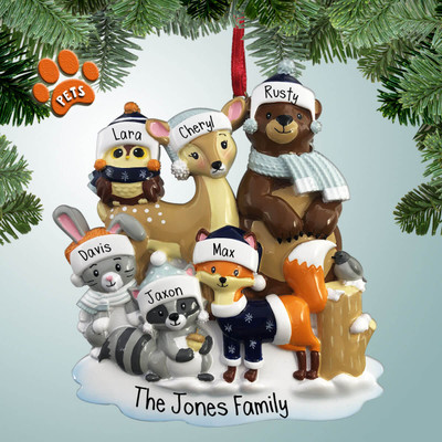 image of Woodland Animals Family - 6 Personalized Christmas Ornament image of Woodland Animals Family - 6 Personalized Christmas Ornament