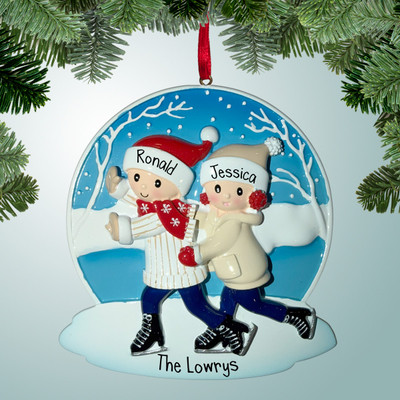 Christmas Ornament of Outdoor Ice Skating Couple