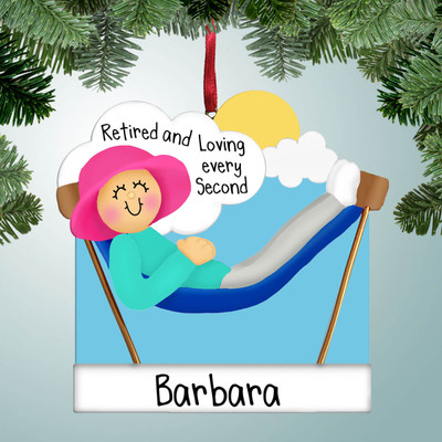 image of Female in Hammock Personalized Christmas Ornament image of Female in Hammock Personalized Christmas Ornament