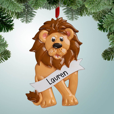 Christmas Ornament of Lion with Banner Christmas Ornament of Lion with Banner