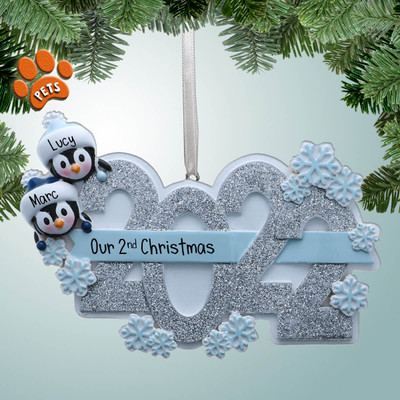 Personalized 2022 Penguin Couple Christmas Ornament Personalized 2022 Penguin Couple Christmas Ornament