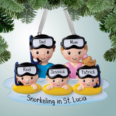 Personalized Snorkel Family - 5 Christmas Ornament Personalized Snorkel Family - 5 Christmas Ornament