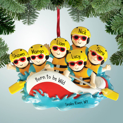 Personalized Rafting Family - 6 Christmas Ornament Personalized Rafting Family - 6 Christmas Ornament