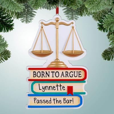 Personalized Born to Argue Lawyer Christmas Ornament Personalized Born to Argue Lawyer Christmas Ornament