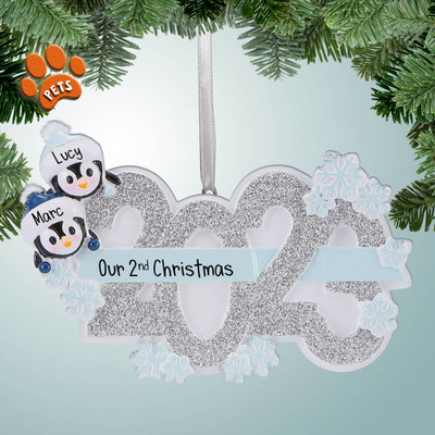 Personalized 2023 Penguin Couple Christmas Ornament Personalized 2023 Penguin Couple Christmas Ornament