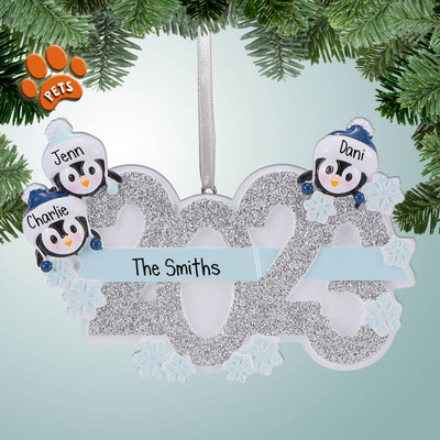 Personalized 2023 Penguin Family - 3 Christmas Ornament Personalized 2023 Penguin Family - 3 Christmas Ornament
