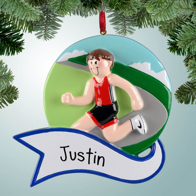 Male Weightlifter Christmas Ornament