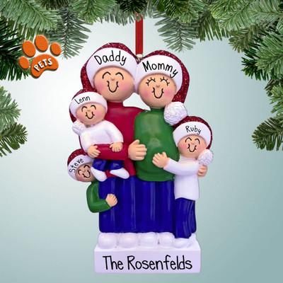 Personalized Expecting Family with Santa Hats - 5 Christmas Ornament Personalized Expecting Family with Santa Hats - 5 Christmas Ornament