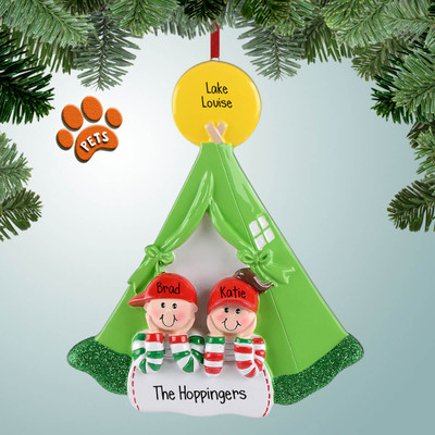 Personalized Camping Family in Tent - 2 Christmas Ornament Personalized Camping Family in Tent - 2 Christmas Ornament