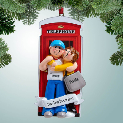 Personalized London Phone Booth Couple Christmas Ornament Personalized London Phone Booth Couple Christmas Ornament