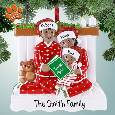 Personalized Christmas Eve Book African American - 3 Christmas Ornament
