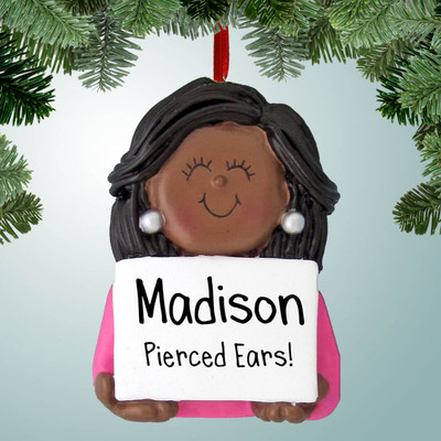 Christmas Ornament of 1st Earrings - African American Female