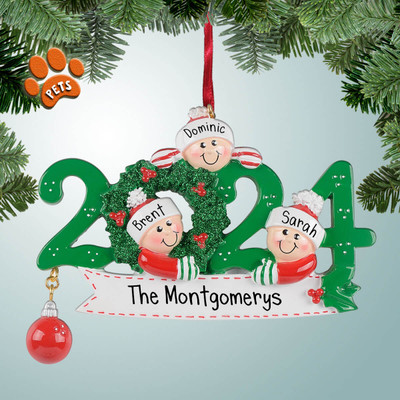 Personalized 2024 Family with Hanging Ornament - 3 Christmas Ornament Personalized 2024 Family with Hanging Ornament - 3 Christmas Ornament