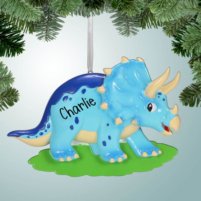 Christmas Ornament of Blue Triceratops Dinosaur Christmas Ornament of Blue Triceratops Dinosaur