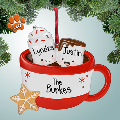 Personalized Hot Cocoa Couple with Star - 2 Christmas Ornament Personalized Hot Cocoa Couple with Star - 2 Christmas Ornament