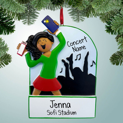 Personalized Concert Goer Girl - African American Christmas Ornament Personalized Concert Goer Girl - African American Christmas Ornament
