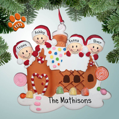 image of Gingerbread House Family - 4 ornament image of Gingerbread House Family - 4 ornament