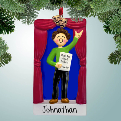 Personalized Actor on Stage - Male Brown Christmas Ornament Personalized Actor on Stage - Male Brown Christmas Ornament