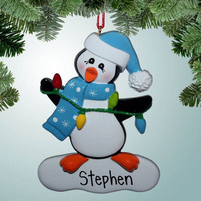 Christmas Ornament of Penguin with Christmas Lights Christmas Ornament of Penguin with Christmas Lights