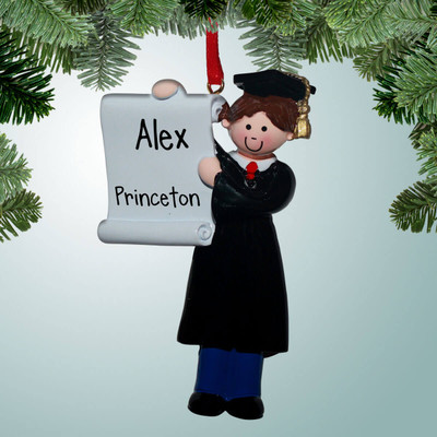 Christmas Ornament of Male Graduate - Brown Hair Christmas Ornament of Male Graduate - Brown Hair