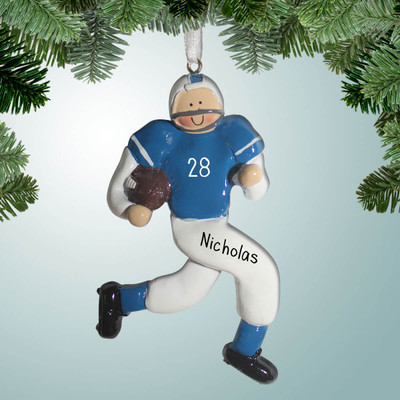 Christmas Ornament of Running Back Football Blue Jersey