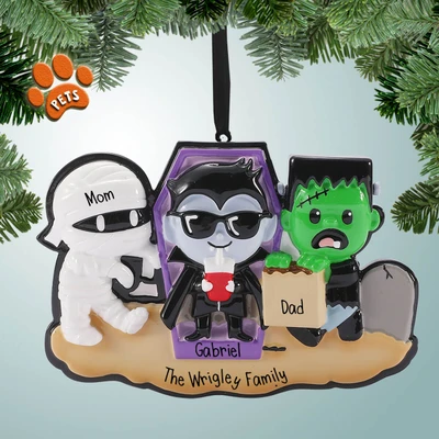 Personalized Halloween Monsters Family - 3 Christmas Ornament