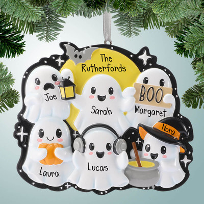 Personalized Halloween Ghosts Family - 6 Christmas Ornament