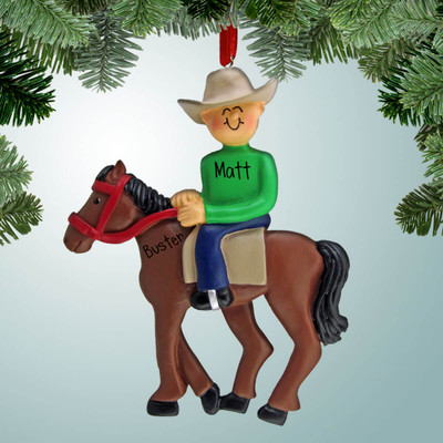 Christmas Ornament of Horseback Rider - Male
