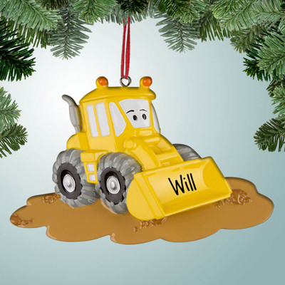 Christmas Ornament of Yellow Bulldozer in Mud Christmas Ornament of Yellow Bulldozer in Mud