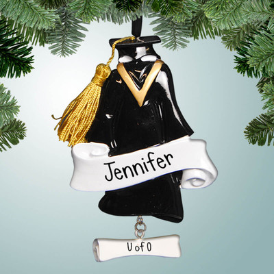 Christmas Ornament of Graduation Robe with Banner Christmas Ornament of Graduation Robe with Banner