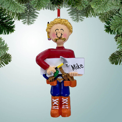 image of Carpenter with Red Shirt - Blonde Hair ornament