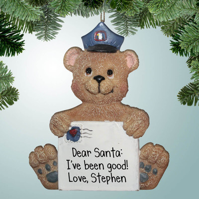 Christmas Ornament of Sitting Bear Mailman Christmas Ornament of Sitting Bear Mailman