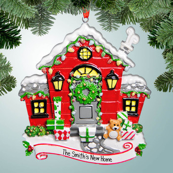 Personalized Red Christmas House Christmas Ornament