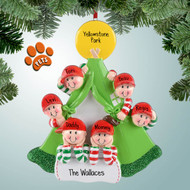 Personalized Camping Family in Tent - 6 Christmas Ornament