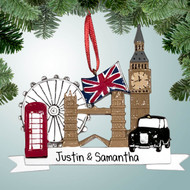 Personalized Sights Around England Christmas Ornament