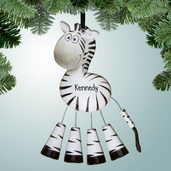 Download Animal Ornaments Zebra with Dangling Feet | Personalized Christmas Ornaments