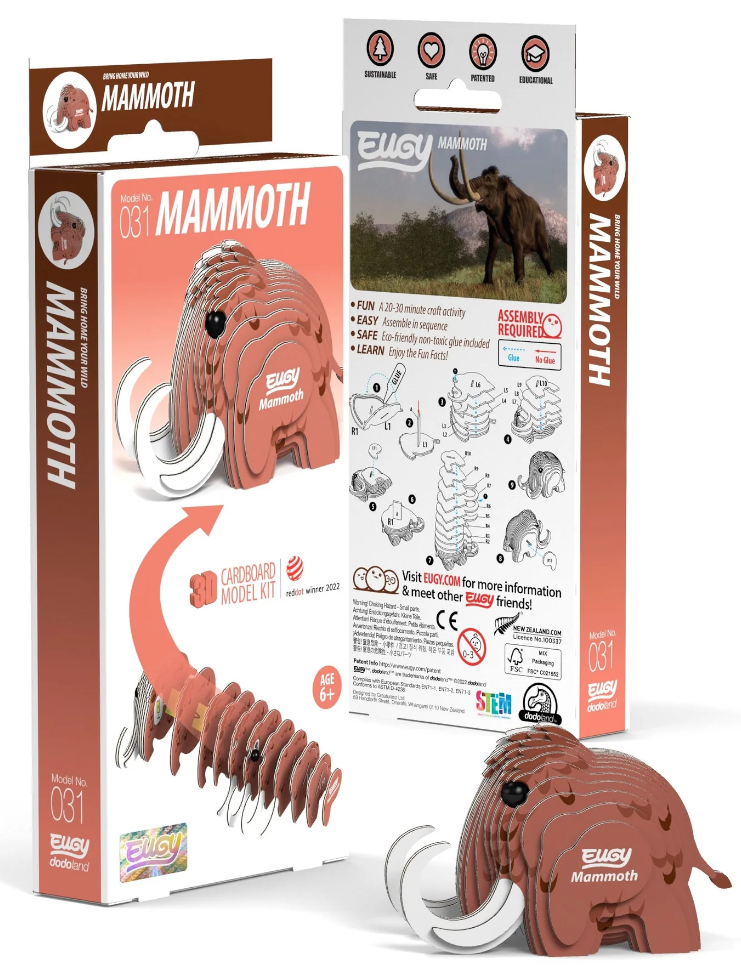 Eugy Mammoth 3D Puzzle - 22 Piece Eco-Friendly Educational Toy For Kids 6+