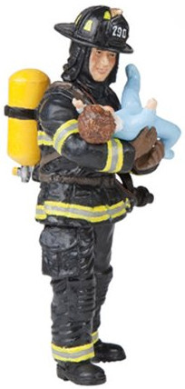 Papo Fireman - US Fireman w/ Baby #70008 - Rescued from Harm