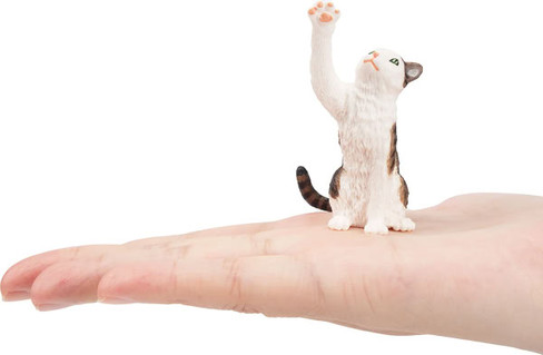 Toymany Waving Tabby and White Cat - Mini #00118 - On Hand