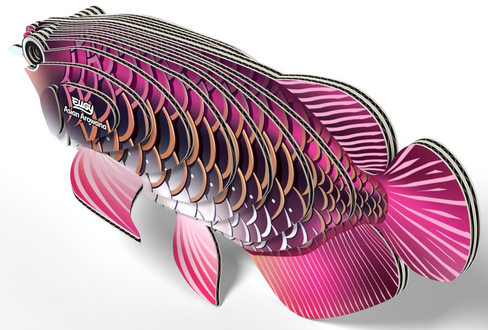 EUGY Asian Arowana 3D Puzzle #116 - rear view