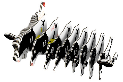 EUGY Holstein Cow 3D Puzzle #079 - construction image