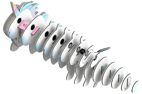 EUGY Unicorn Sky 3D Puzzle #069 - Exploded Construction View