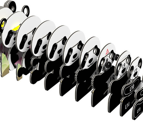 EUGY Giant Panda 3D Puzzle #142 - Exploded Construction View
