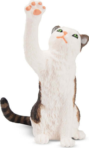 Toymany Waving Tabby and White Cat - Mini #00118 - Main Picture