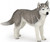 Papo Siberian Husky Figure with Grey Coat and Blue Eyes