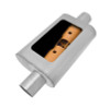Gibson MWA Superflow Offset/Center Oval Muffler - 4x9x14in/2.5in Inlet/2.5in Outlet - Stainless - BM0101